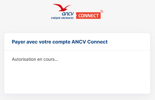 Message autorisation en cours sur la page ANCV Connect