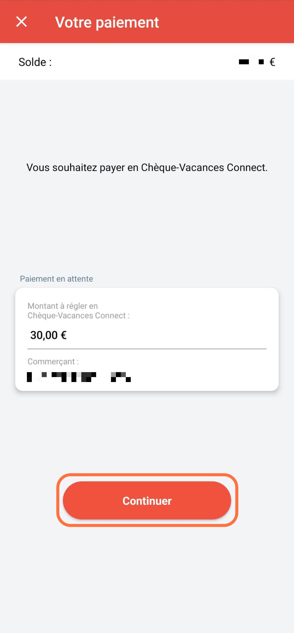 Récapitulatif du paiement ANCV